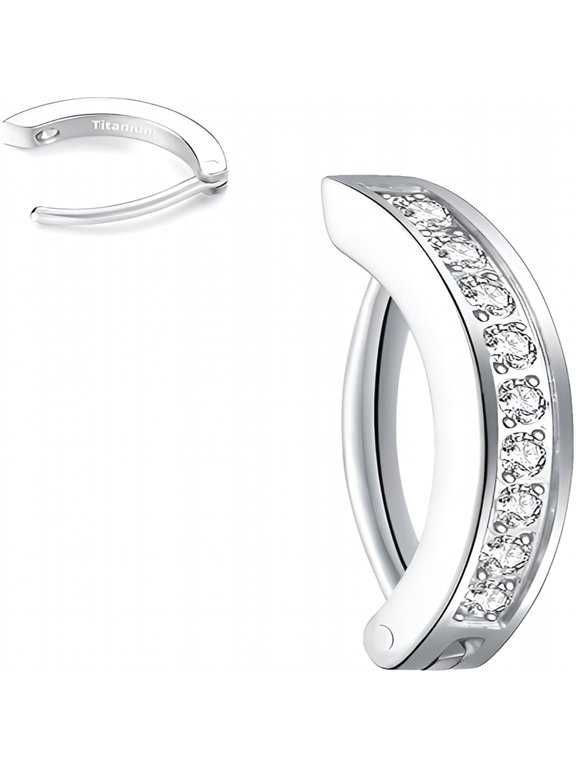 14G Titanium Clicker Belly Button Ring,10/12Mm Reverse Curved Hoop Navel Barbell Piercing Jewelry