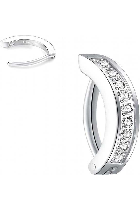 14G Titanium Clicker Belly Button Ring,10/12Mm Reverse Curved Hoop Navel Barbell Piercing Jewelry