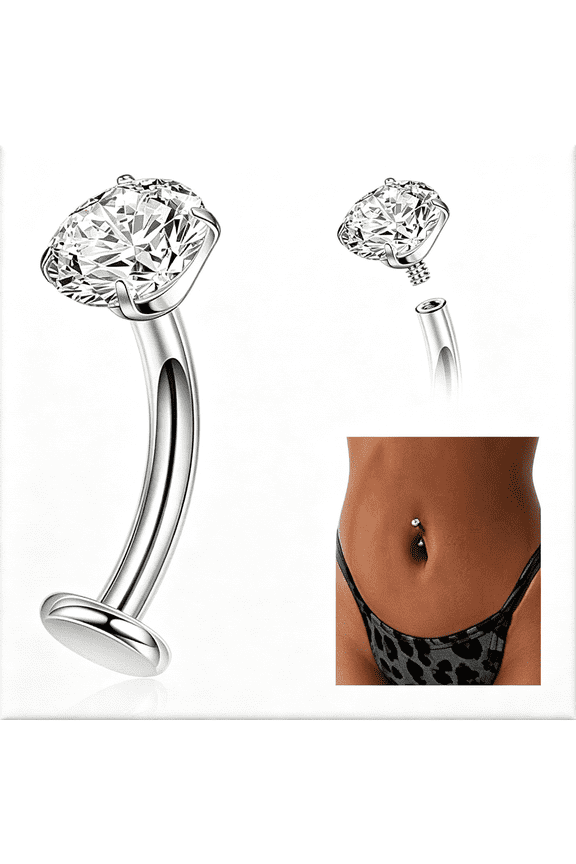 14G Titanium Floating Belly Button Rings for Women Flat Back Belly Rings 8Mm/10Mm/12Mm/14Mm Belly Piercing Jewelry Belly Button Ring