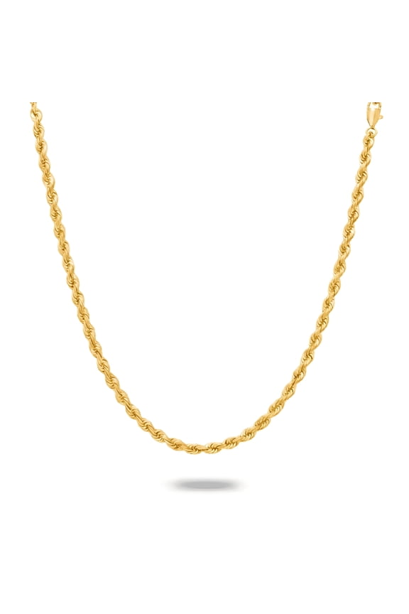 14K Gold Filled Rope Chain Necklace Mens Gold Chain Diamond Cut Cadena De Oro for Men and Women 2.1Mm, 2.7Mm, 3.8Mm