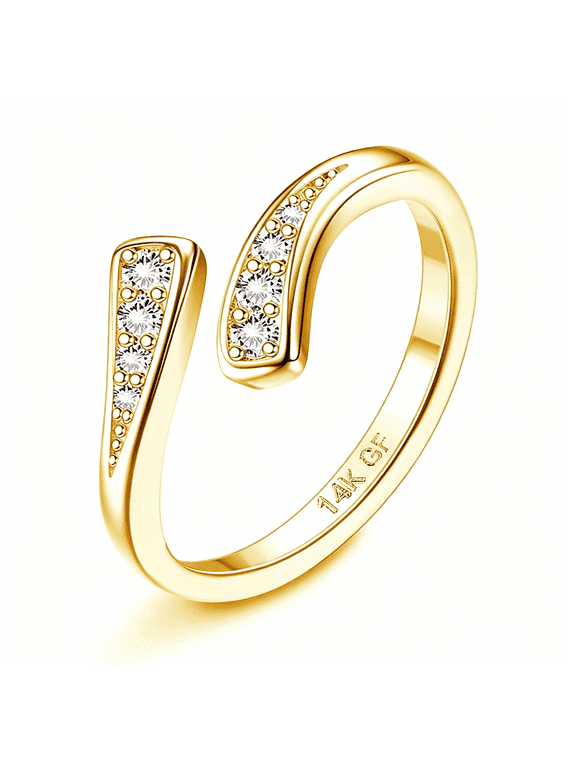 14K Gold Filled Toe Rings for Women Adjustable Toe Ring Band Rings Cubic Zirconia Daisy Flower Toe Rings Summer Beach Foot Jewelry