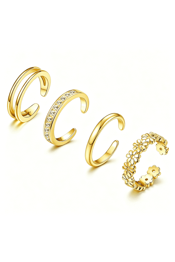14K Gold Filled Toe Rings for Women Non Tarnish Open Toe Rings Adjustable Summer Beach Foot Jewelry
