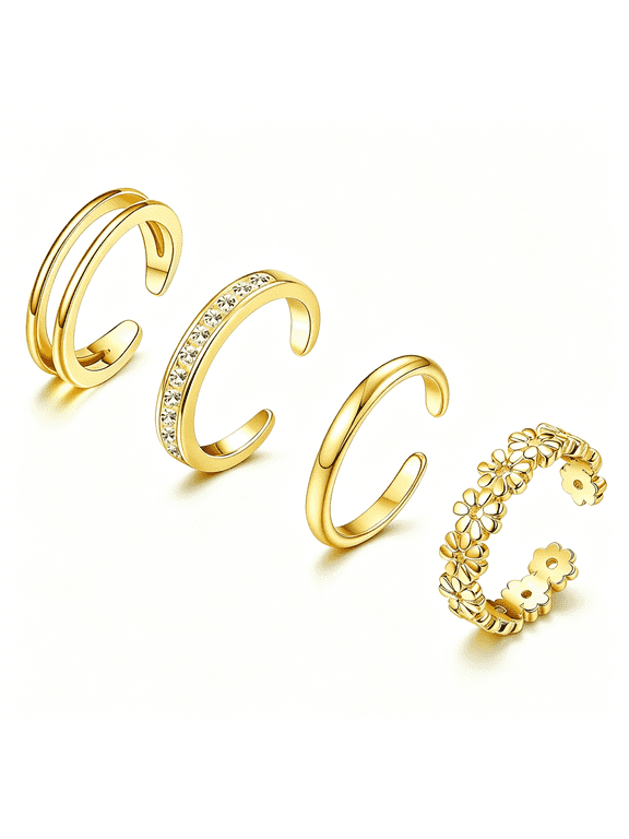 14K Gold Filled Toe Rings for Women Non Tarnish Open Toe Rings Adjustable Summer Beach Foot Jewelry