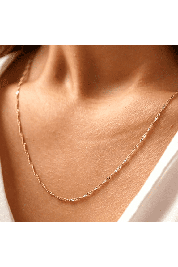 14K Gold Plated Chain Necklace for Women-925 Sterling Silver Clasp Dainty Choker Necklace 14/16/18/20 Inch Thin Simple Box Figaro Chain Herringbone Necklace Jewelry for Women