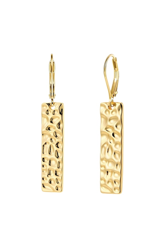 14K Gold-Plated Copper Dangle Earrings for Women,Leverback Hammered Texture Drop Earrings,Womens Earrings for Mom Girlfriend Wife