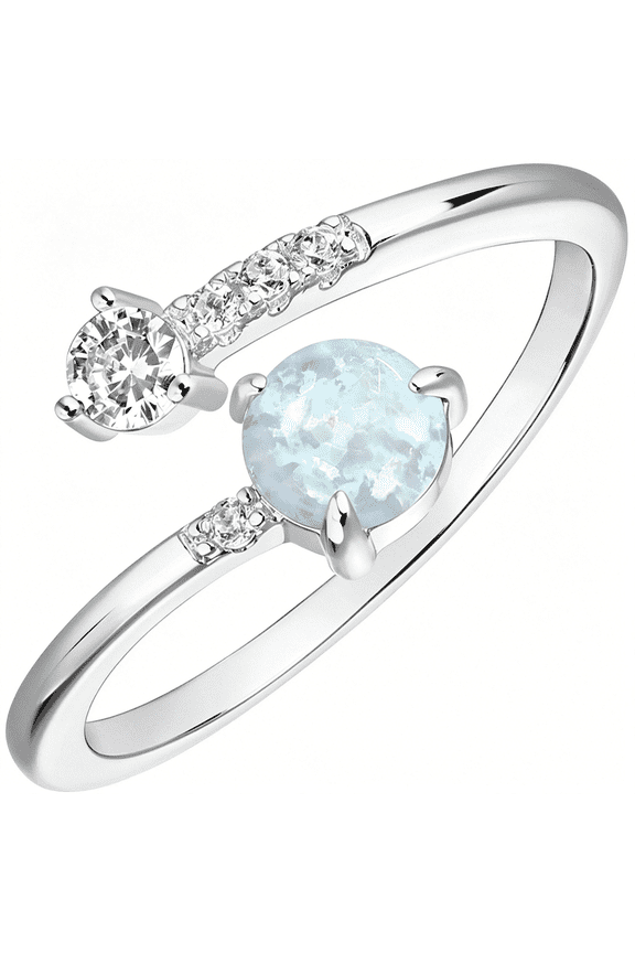 14K Gold Plated Created Opal Rings-Stacking Rings for Women