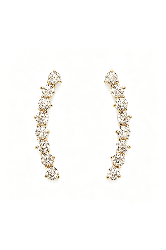 14K Gold Plated Cubic Zirconia Ear Crawler Stud Earrings for Women-Faux Diamond Arrow Climber Fashion Earrings-Trendy Earscape Statement Jewelry,Chic Ear Climbers Earrings for Women