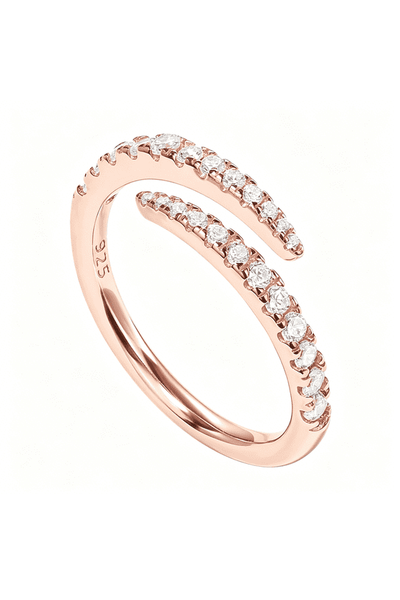 14K Gold Plated Cubic Zirconia Open Twist Eternity Band for Women