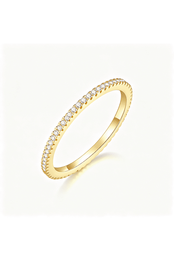 14K Gold Plated- Cubic Zirconia Simulated Diamond Stackable Eternity Bands/Silver,Gold Rings for Women- 1.5Mm,2Mm Stacking Rings for Gen 4 Gen 3,Size 4-12