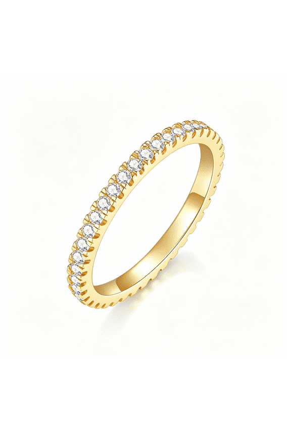 14K Gold Plated- Cubic Zirconia Simulated Diamond Stackable Eternity Bands/Silver,Gold Rings for Women- 1.5Mm,2Mm Stacking Rings for Gen 4 Gen 3,Size 4-12