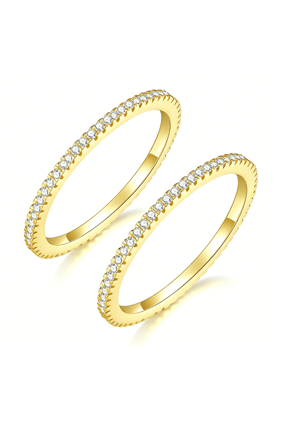 14K Gold Plated- Cubic Zirconia Simulated Diamond Stackable Eternity Bands/Silver,Gold Rings for Women- 1.5Mm,2Mm Stacking Rings for Gen 4 Gen 3,Size 4-12