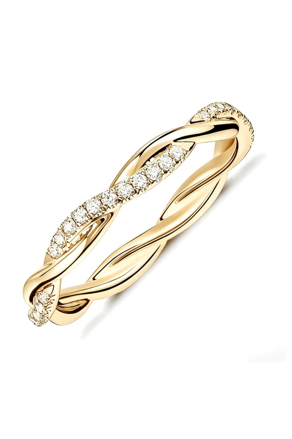 14K Gold Plated Cubic Zirconia Twisted Rope Eternity Band for Women