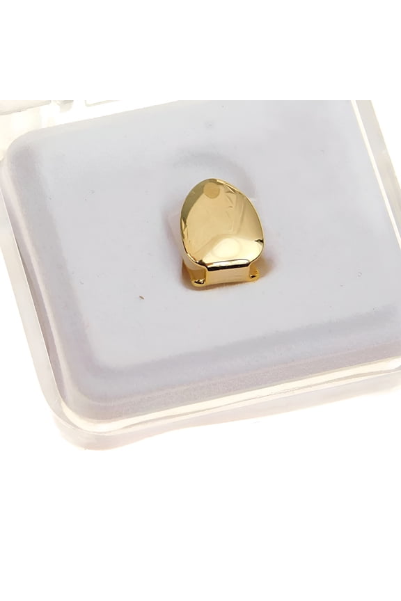 14K Gold Plated Single Cap Grillz One K9 Tooth Plain Grill Top Canine Teeth Gold Grills for Teeth