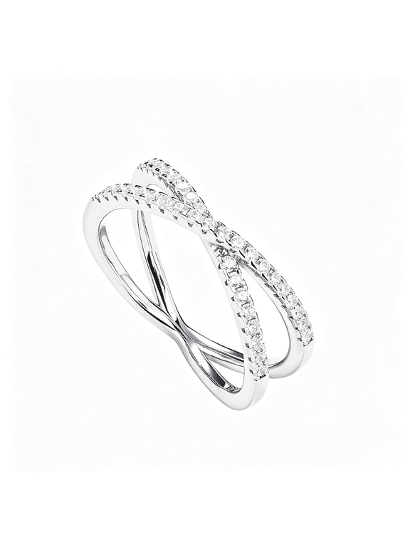 14K Gold Plated X Ring Simulated Diamond Cz Criss Cross Ring for Women,Versatile Fidget Ring Women