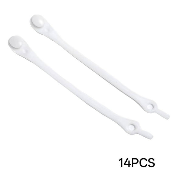 DESIGNICE 14Pcs Silicone Elastic Shoelaces,Strapless Design Rubber Lazy Laces,Easy Wear Elastic Shoe Laces,White