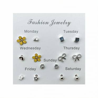 DESIGNICE 14Pcs Stud Earrings for Women,Skin-Kind Earring Studs,Thin Profile Stud Earrings for Women Hypoallergenic,Style1