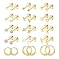thumbnail image 1 of DESIGNICE 15 Pairs Flatback Stud Earrings, Surgical Steel Nickel-Free Sensitive Ears Gold, 1 of 7