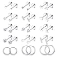 thumbnail image 1 of DESIGNICE 15 Pairs Flatback Stud Earrings for Women,Surgical Steel Material Cartilage Earrings for Women,Nickel Lead Free Hypoallergenic Earrings for Sensitive Ears Women,Silver, 1 of 7