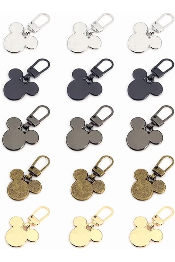 15 Pcs Mixed Color Small Mouse Zipper Keychain Pack-Premium Alloy Metal Zipper Pendant Charm Cute Anime Mouse Charms Mini Cartoon Keychain Adorable Bear Keyrings for Bag