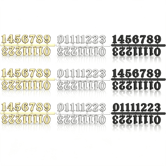 DESIGNICE 15 Pieces Clock Numerals Kit in Black Silver Gold Diy Digital Clock Numbers Clock Hands Replacement Parts Clock Accessories for Home Art Decor (Arabic Numerals)