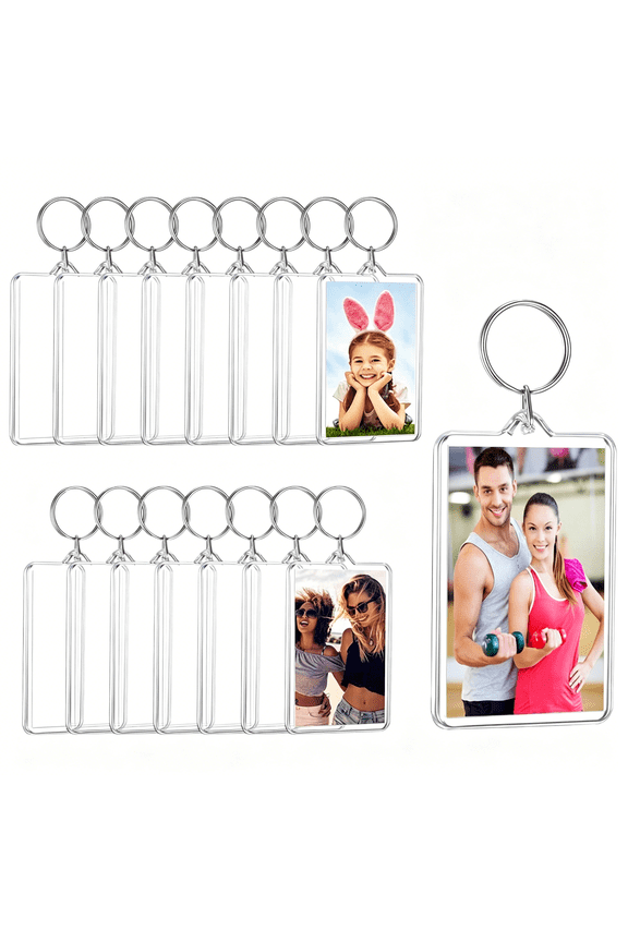 16 Pcs Acrylic Photo Frame Keyring,2'' X 1.3'' Personalized Photo Keychain,Clear Picture Keychain As Gift,Suit for Artwork