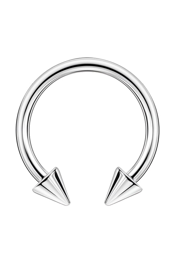 16G 10Mm Surgical Steel Horseshoe Septum Rings 16 Guage Internally Threaded Circular Barbell with Removable Spike Ends