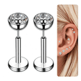 DESIGNICE 16G 18G 20G Flat Back Earrings Stud Titanium Threadless Nose ...