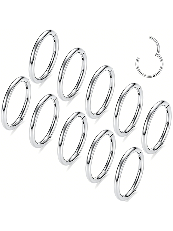 16G 18G 20G Surgical Steel Nose Septum Rings Hoops-Stainless Steel Hinged Clicker Segment Nose Rings Hoop Helix Cartilage Daith Tragus Sleeper Earrings,Ear Plugs Tunnels Gauges