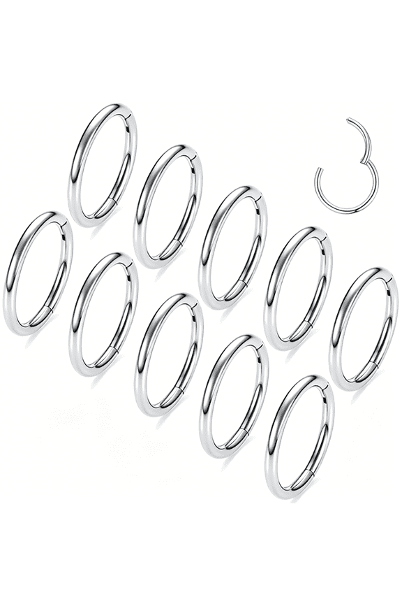 16G 18G 20G Surgical Steel Nose Septum Rings Hoops-Stainless Steel Hinged Clicker Segment Nose Rings Hoop Helix Cartilage Daith Tragus Sleeper Earrings,Ear Plugs Tunnels Gauges