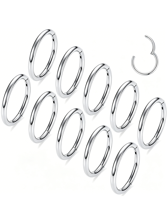 16G 18G 20G Surgical Steel Nose Septum Rings Hoops-Stainless Steel Hinged Clicker Segment Nose Rings Hoop Helix Cartilage Daith Tragus Sleeper Earrings,Ear Plugs Tunnels Gauges