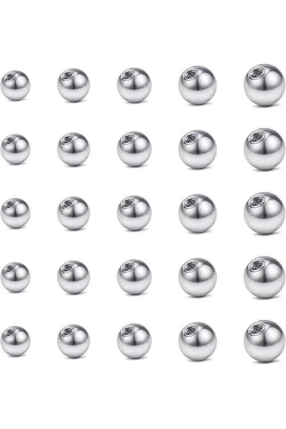 16G 18G Replacement Balls Externally Threaded Piercing Balls for Lip Septum Nose Cartilage Tragus Helix Daith Rook Ear Piercing Jewelry 2.5-8Mm Surgical Stainless Steel Metal Balls Silver