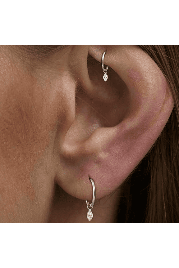 16G 18G Titanium Dangle Huggie Hoop, Cartilage Conch Helix Hoop Earring, Rook Conch Piercing Jewelry Conch Piercing Jewelry