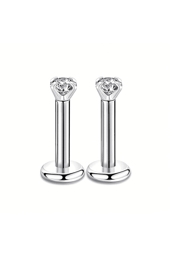 16G 2/3/4Mm Cubic Zirconia Triple Forward Helix Ear Cartilage Tragus Studs Earrings Lip Piercing 16 Gauge