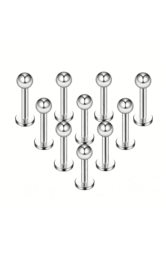 16G 316L Stainless Steel 3Mm Ball Labret Lip Ring Tragus Helix Cartilage Earring Stud Barbell Bar Length 6Mm 8Mm 10Mm 12Mm Body Piercing Jewelry