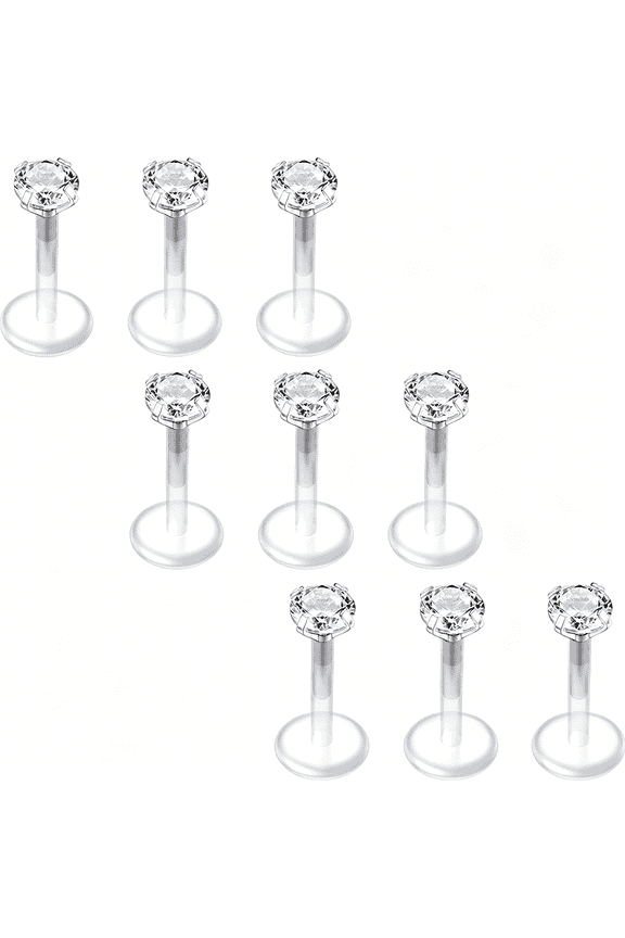 16G Clear Lip Rings Studs Plastic Medusa Labret Piercing Jewelry Push in Cartilage Earring Tragus Earrings Threadless Helix Piercing Jewelry Helix Earrings 6Mm 8Mm 10Mm