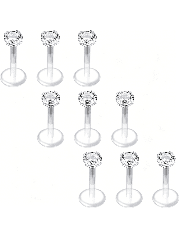 16G Clear Lip Rings Studs Plastic Medusa Labret Piercing Jewelry Push in Cartilage Earring Tragus Earrings Threadless Helix Piercing Jewelry Helix Earrings 6Mm 8Mm 10Mm