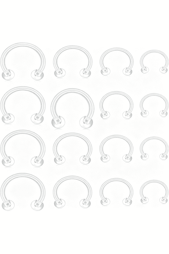 16G Clear Septum Rings Horseshoe Flexible Acrylic Cartilage Tragus Helix Daith Rook Conch Snug Earring Hoop Bioflex Nose Lip Eyebrow Rings Retainer for Work Surgery