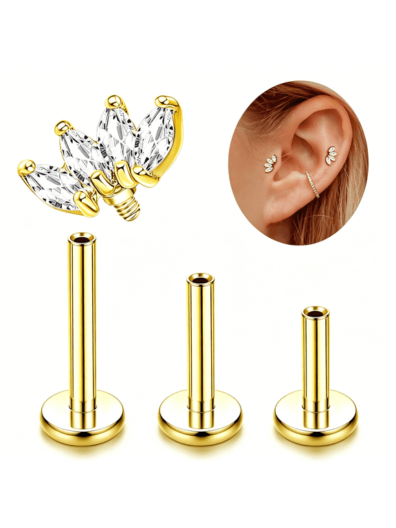 16G G23 Titanium Flat Back Stud Earrings, Internally Threaded