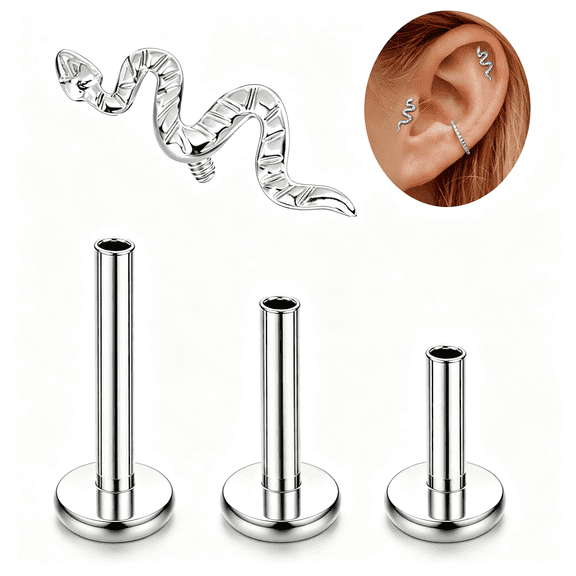 DESIGNICE 16G G23 Titanium Tragus Conch Helix Piercing Jewelry 6Mm 8Mm 10Mm - Internally Threaded Flat Back Stud Cartilage Earrings Hypoallergenic Forward Earlobe Labret Tragus Piercing Jewelry