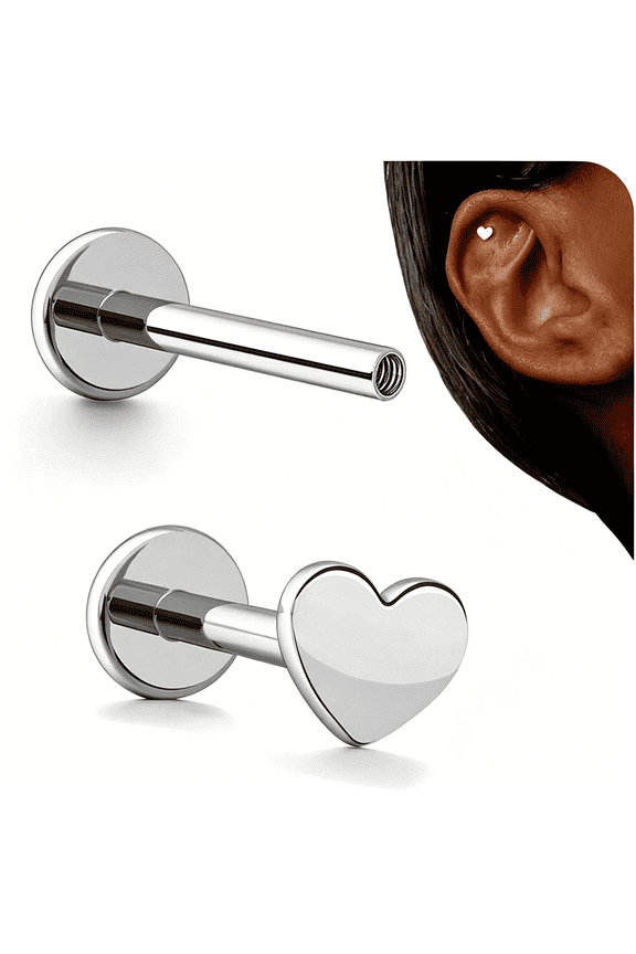 16G G23 Titanium Tragus Piercing Jewelry Flat Back Stud Earrings Internal Thread Cartilage Earrings for Women Hypoallergenic Cz Stud Piercing Jewelry Nose/Helix/Conch/Medusa/Lip/Labret