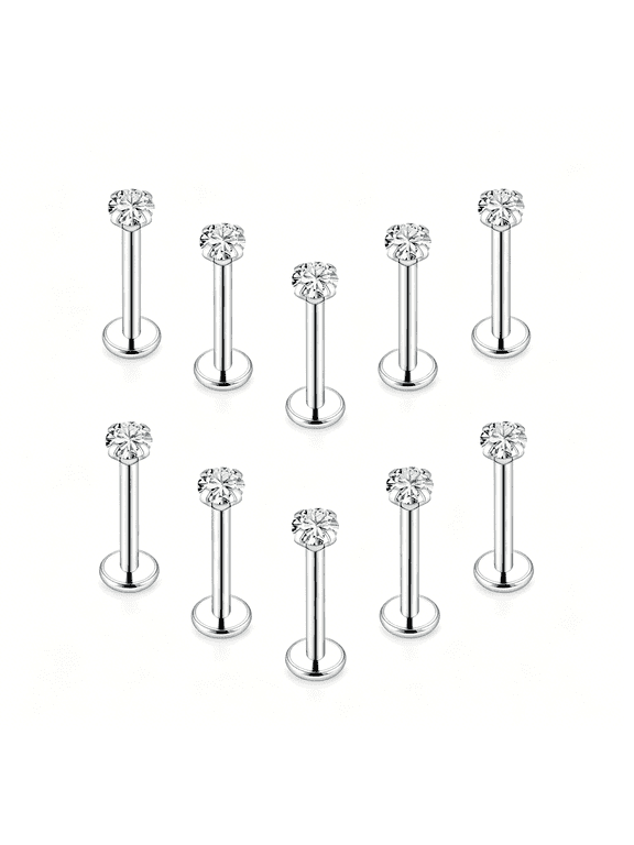16G Internal Thread Flat Back Earrings Nose Studs 316L Surgical Steel Medusa Labret Monroe Lip Ring Tragus Forward Helix Conch Cartilage Lobe Earrings Stud Piercing Jewelry for Women Men