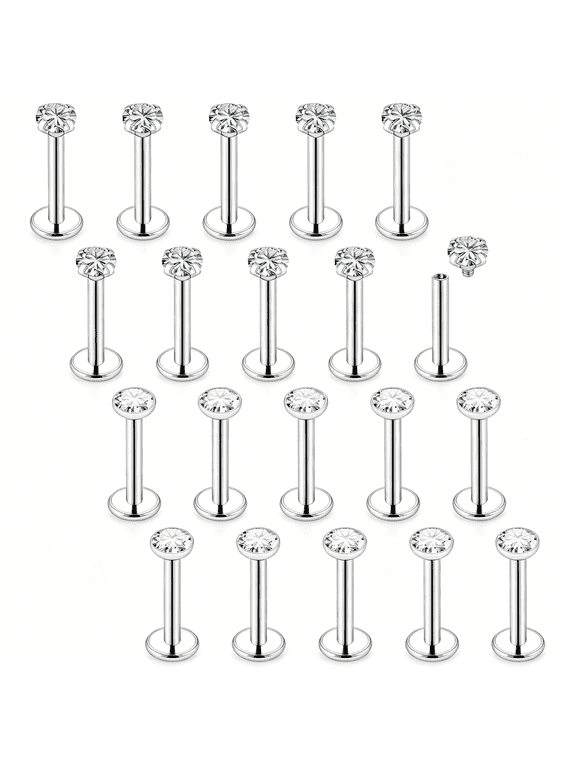 16G Internal Thread Flat Back Earrings Nose Studs 316L Surgical Steel Medusa Labret Monroe Lip Ring Tragus Forward Helix Conch Cartilage Lobe Earrings Stud Piercing Jewelry for Women Men