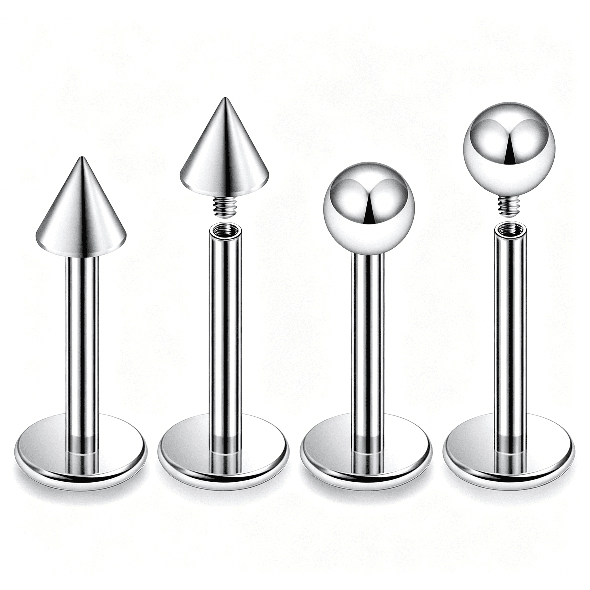 DESIGNICE 16G Labret Jewelry Internally Threaded Titanium Snake Bite ...