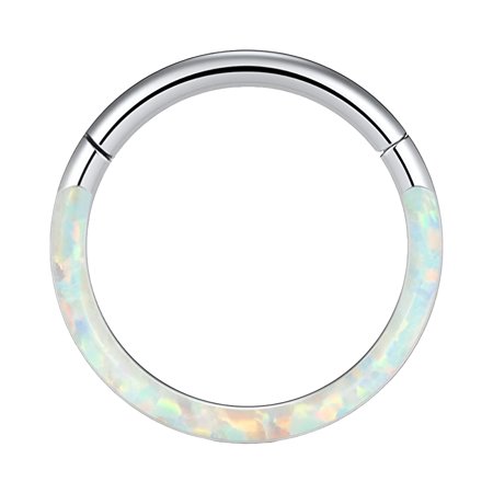 DESIGNICE 2026 New 16G Opal Septum Rings Hoop Nose Ring Lip Rings Stainless Steel Hinged Segment Ring Seamless Ring Cartilage Earrings Hoop Tragus Septum Piercing Jewelry Studs Nose Piercing 18 Gauge