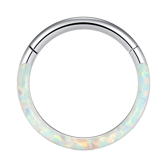 DESIGNICE 2026 New 16G Opal Septum Rings Hoop Nose Ring Lip Rings Stainless Steel Hinged Segment Ring Seamless Ring Cartilage Earrings Hoop Tragus Septum Piercing Jewelry Studs Nose Piercing 18 Gauge