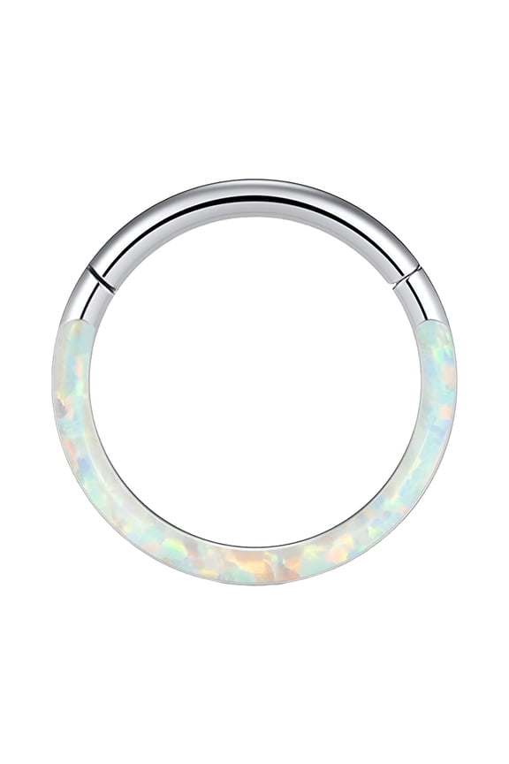 16G Opal Septum Rings Lip Rings Stainless Steel Hinged Segment Ring Seamless Ring Cartilage Earrings Hoop Tragus Septum Piercing Jewelry Studs Nose Piercing 18 Gauge Nose Ring Stud Clip