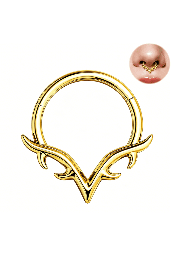 16G Septum Rings,V Shape Hinged Segment Clicker,Hypoallergenic Surgical Steel Nose Rings Hoops,Helix Daith Tragus Conch Piercing Jewelry for Women Men