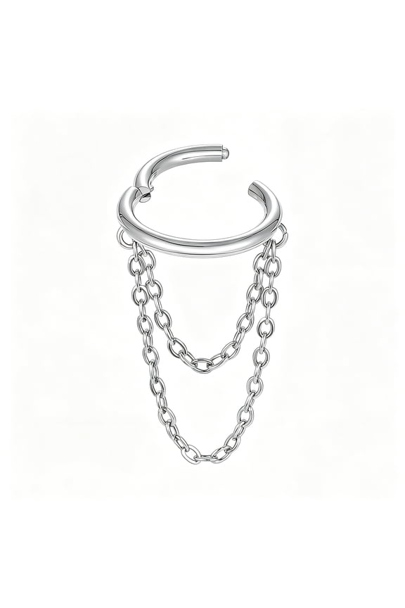 16G Titanium Cartilage Earrings Hoop 7Mm 9Mm Helix Piercing Jewelry with Single/Double/Triple Chains Hypoallergenic Hinged Clicker
