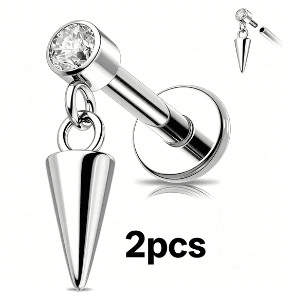 DESIGNICE 16G Tragus Piercing Internally Threaded Dangle Helix Stud Titanium G23 Cartilage Ring Clear Cz Conch Lobe Earring Flat Back Earring for Women 6/8 Mm