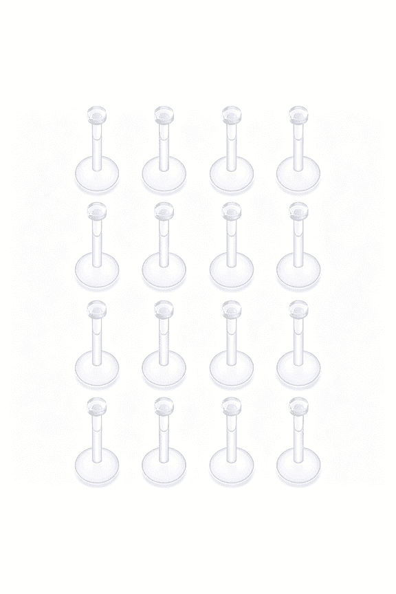 16G Transparent Flat Back Clear Earrings for Sports Work Surgery Plastic Nose Tragus Forward Helix Conch Cartilage Lobe Earrings Stud Labret Ring Piercing Jewelry Retainers